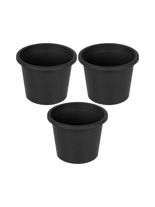 Vilde Set 3 Ghivece De Flori Din Plastic Negre
