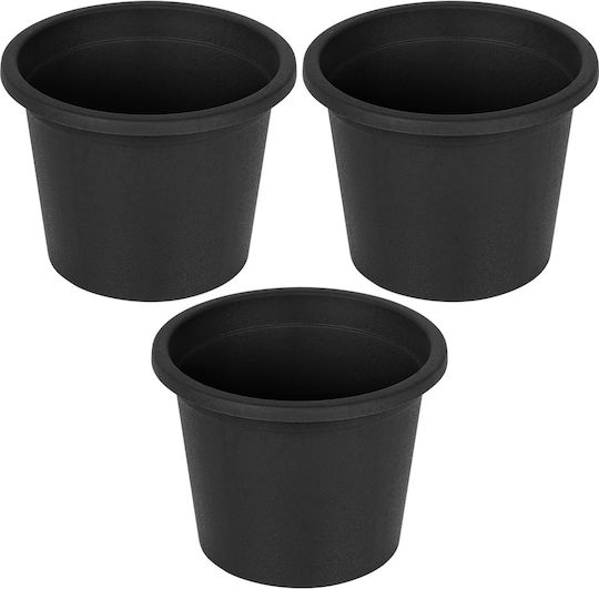 Vilde Set 3 Kunststoff-Blumentöpfe Schwarz