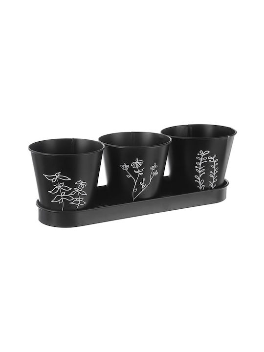 Orion Set of 4 Blackline Flower Pots with Saucer