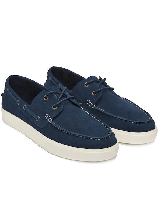 Suede Men's Boat Shoes in Blue Colour