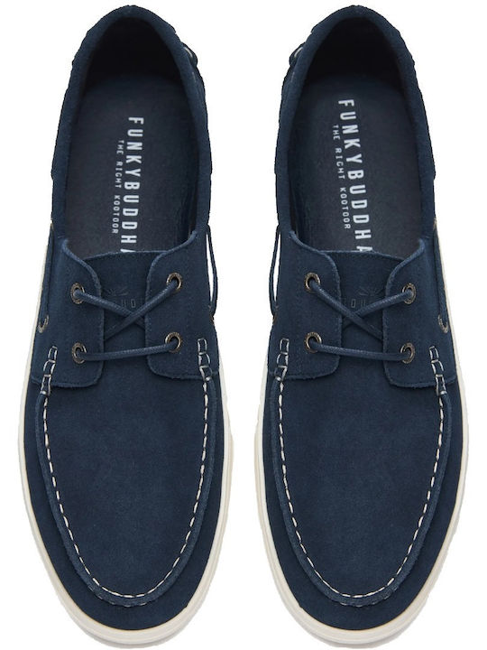 Suede Men's Boat Shoes in Blue Colour