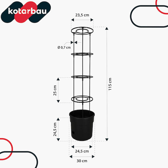 Kotarbau Set 4 Ghivece de Flori Din Plastic Negre