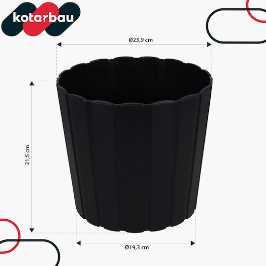 Kotarbau Σετ 4 Γλάστρες Πλαστικές Anthracite