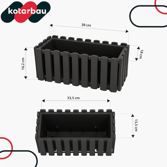 Kotarbau Комплект 4 Дървени Саксии За Цветя Rustic Сиви