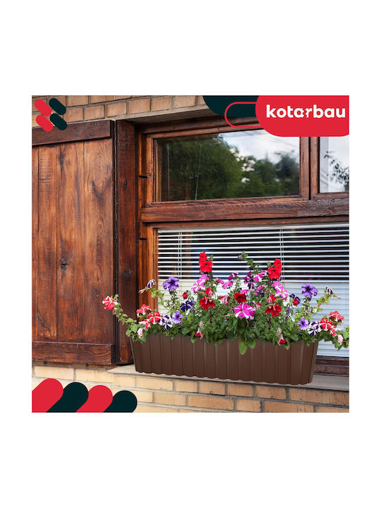 Kotarbau Set 4 Ghivece de Flori Plastice Maro Rustic