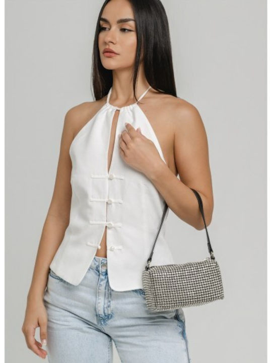 Fabric Women's Shoulder Bag Silver