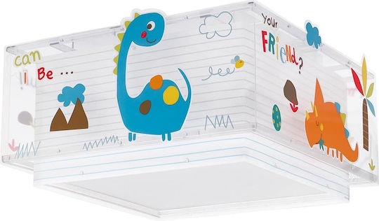 Ango Dinos Lampă De Tavan Pentru Copii Cu O Singură Lumină Din Plastic 15W Cu Bază Bec E27 Albastru Deschis 30x30cm