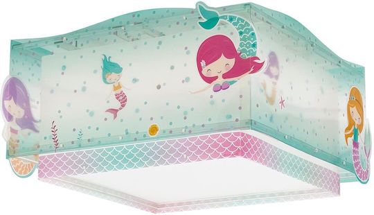 Ango Mermaids Einfaches Licht Kinderzimmer-Deckenleuchte aus Kunststoff 15W mit E27 Fassung Türkis