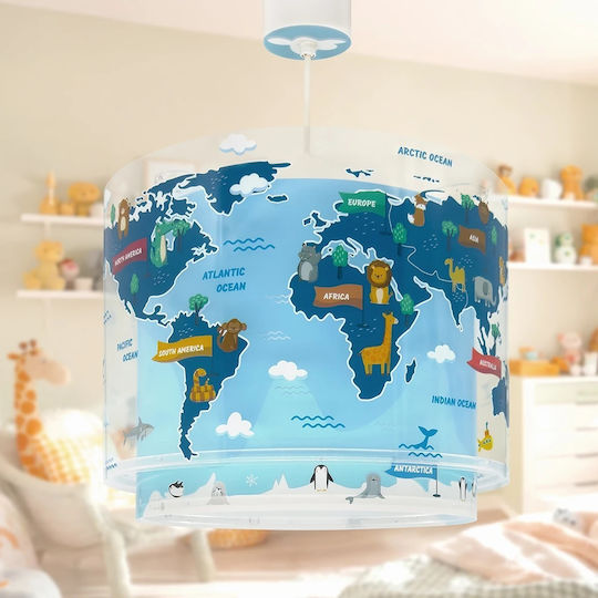 Ango Kids World Μονόφωτο Παιδικό Φωτιστικό Κρεμαστό από Πλαστικό 15W με Υποδοχή E27 Μπλε 33x25cm