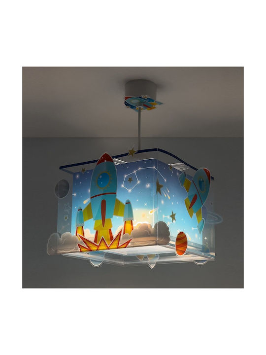 Ango Rocket Single-Light Kids Ceiling Pendant Light Made of Plastic 15W with E27 Socket Light Blue