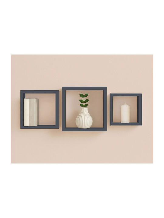Ράφια Τοίχου Cubes Antracite Grey (3τμχ) 30x11.8x30εκ.