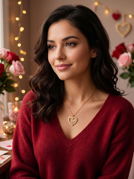 Personal Jewel Herz Halskette aus Rosa Vergoldetem Silber
