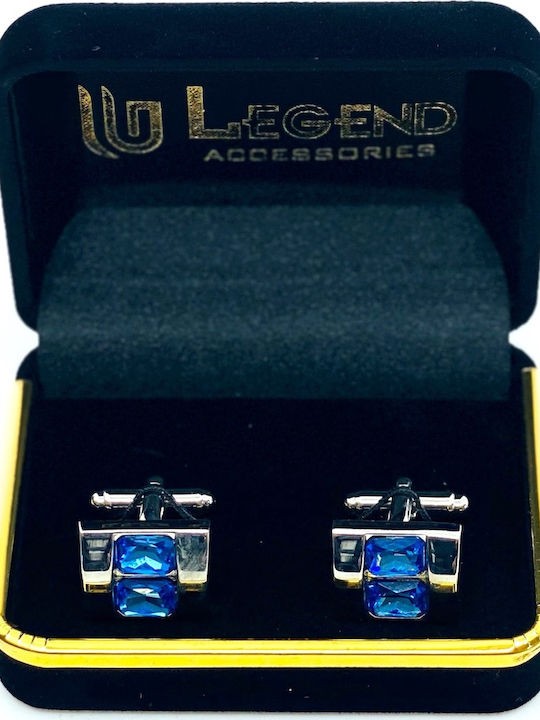 Legend Accessories Μανικετόκουμπα από Ασήμι σε Μπλε Χρώμα Legend Accessories Μανικετόκουμπα από Ασήμι σε Μπλε Χρώμα