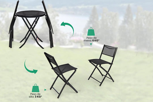 Garten- und Outdoor-Möbelsets für kleine Außenbereiche Victoria 3 Stück Schwarz