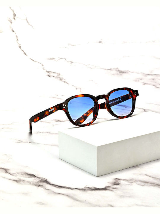 Red Raven Camdem Unisex Sunglasses with Brown Tartaruga Frame and Blue Polarized Lens rd-000092-TORTBLUE-