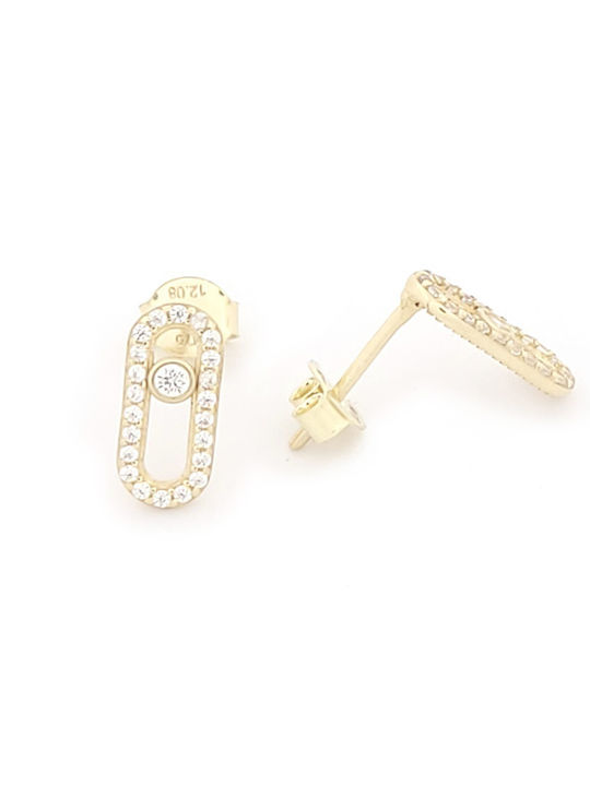 Stud Earrings Made of 9K Gold with Stones Earrings