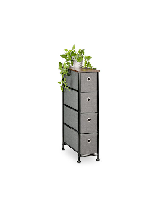 Relaxdays Kleine Aufbewahrungsmöbel aus Metall & Stoff M20xB48xH76cm