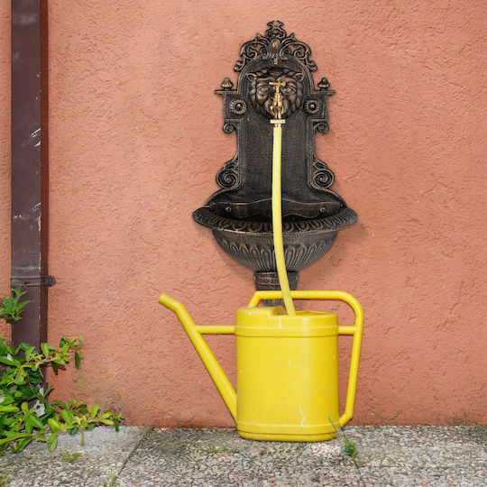 Relaxdays Wandbrunnen Wasserhahn Gold Kupfer 61x18x35 Cm