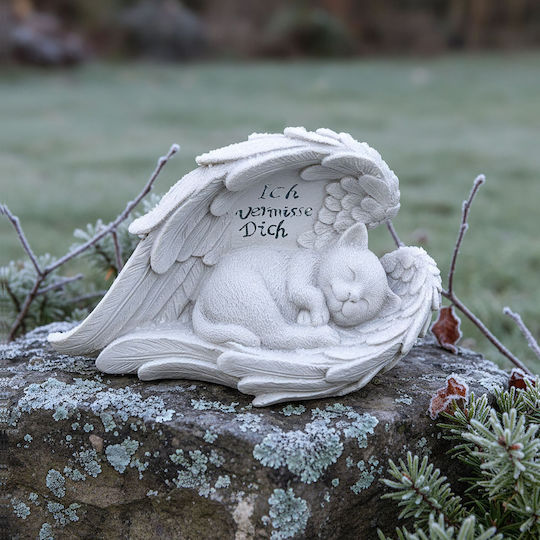 Pietre Memorial Pisici Relaxdays 12x21x11cm Crem Rezistente La Intemperii