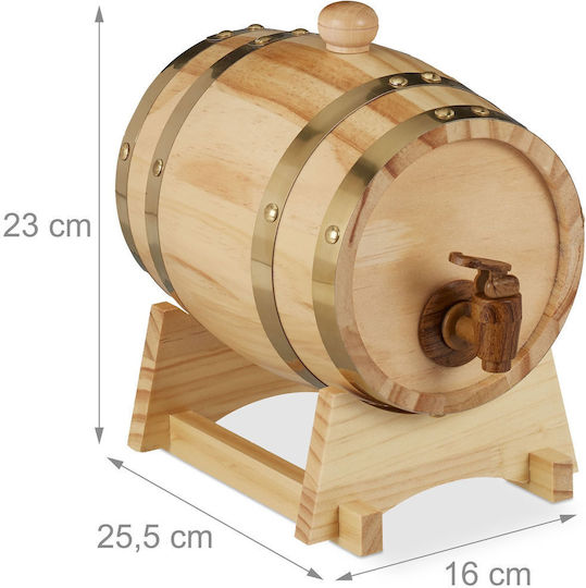Suport Robinet Butoi Din Lemn Relaxdays 1,25l 23x25,5x16cm Maro Închis Maro Deschis