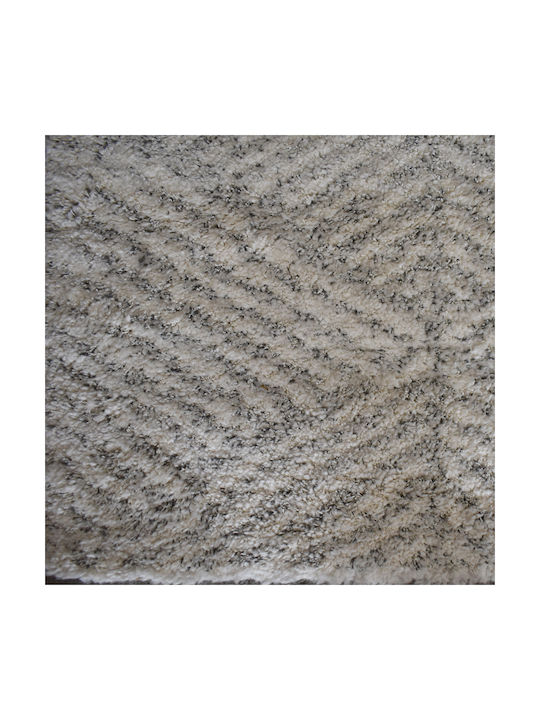 Shaggy Geometric Living Room Rug Rectangular L Grey Cream 200x300cm