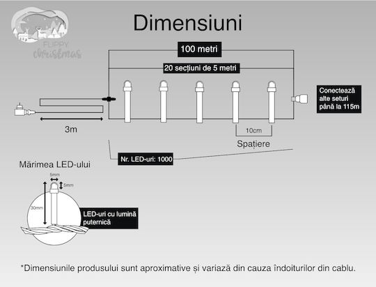 Alista Home Lustră Solară Ghirlandă 9W cu Lumină Roșie
