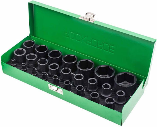 Rockforce Impact Socket Set 25 Pcs 1/2" 1/4" Hex 4-32mm