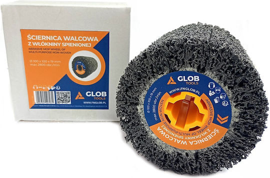 Glob Tools Cylindrical Grinding Wheel Made Hard Foam Nonwoven 100x100x19mm Grit 40 Satin Finisher