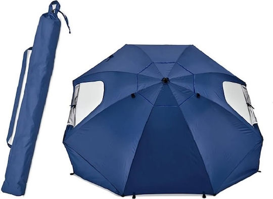 Umbrelă Pliabilă Mare XXL 2-în-1 Pentru Plajă Diametru 2.1m Cu Umbrelă Și Protecție UV Albastră