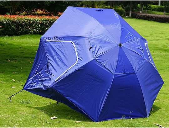 Umbrelă Pliabilă Mare XXL 2-în-1 Pentru Plajă Diametru 2.1m Cu Umbrelă Și Protecție UV Albastră