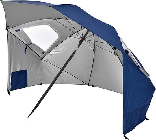 Umbrelă Pliabilă Mare XXL 2-în-1 Pentru Plajă Diametru 2.1m Cu Umbrelă Și Protecție UV Albastră