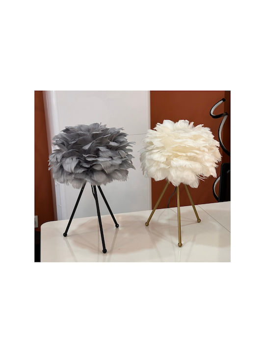 Modern Table Lamp Feather Metal Base White 40cm