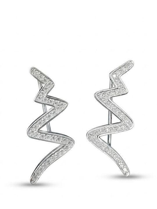 Alista Home Earrings Ear Climbers Silver with Beige Stones