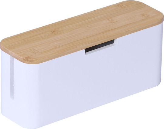 Relaxdays Bamboo Cable Box White Light Brown 0
