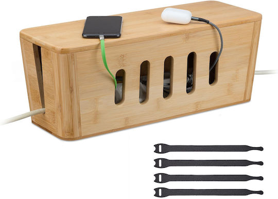 Relaxdays Bamboo Cable Box Light Brown 0