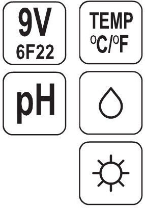 Flo pH-Messgerät mit Messfunktion für Feuchtigkeit Temperatur Sonnenstrahlung