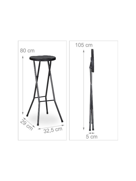 Scaun Plastic Pentru Bar Exterior Negru 2 Buc 32x29x80cm