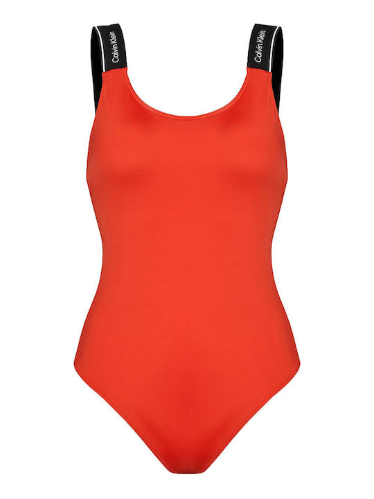 One-Piece Swimsuit with Open Back Red