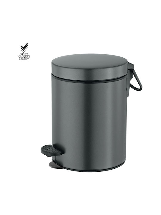 Sanco Μεταλλικό Καλαθάκι Μπάνιου Soft Close 5lt Καφέ