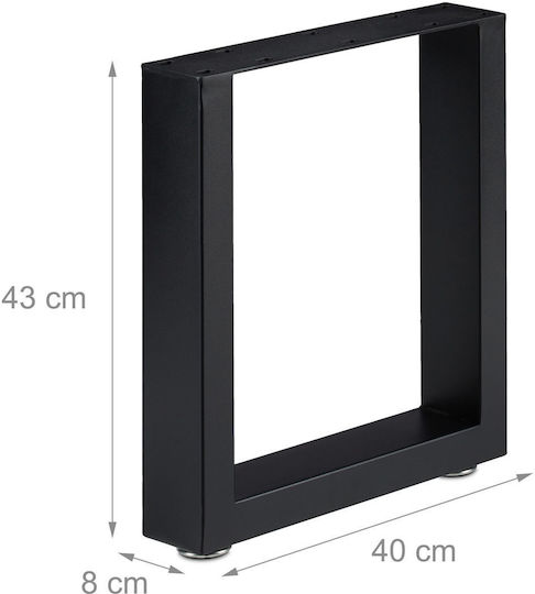 Relaxdays Picior Metalic de Mobilier 2 Bucăți Potrivit pentru Masă / Măsuță 43x30x8cm Negru