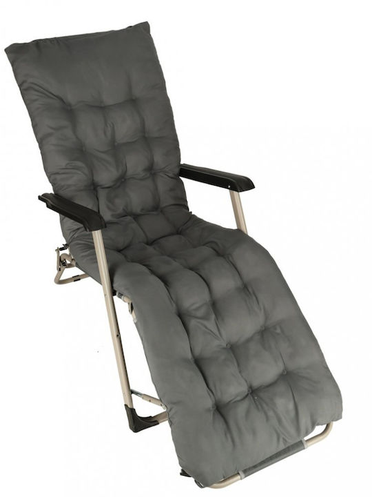 Aluminum Deckchair with Gray Pillow 170x75x13cm