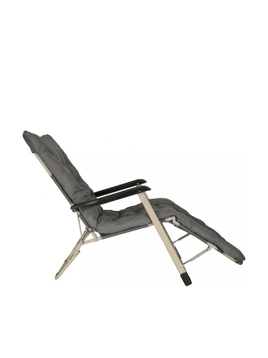 Aluminum Deckchair with Gray Pillow 170x75x13cm