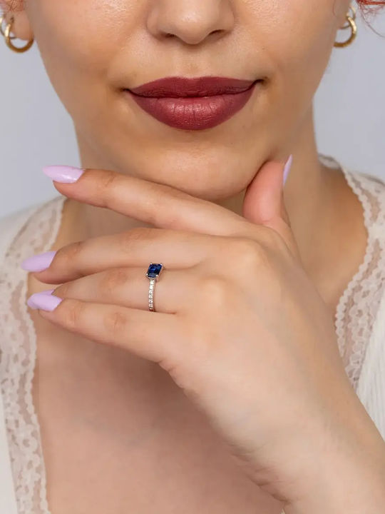 Damentagring mit Diamant aus Weißgold 18K