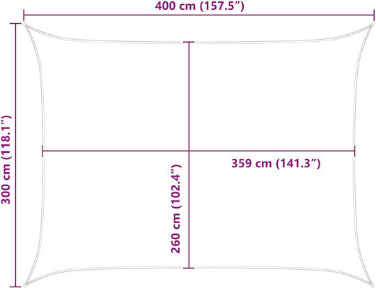 vidaXL Rectangular Orange Shade Sail 3x4m