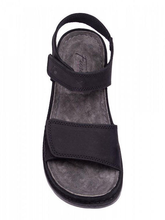 Leather Women's Flat Sandals Black