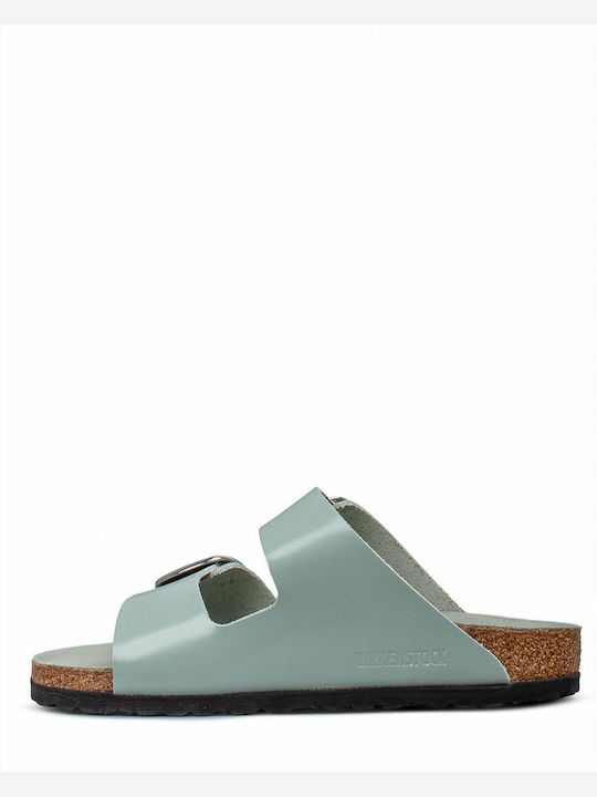 Big Buckle Leather Women's Sandals Green