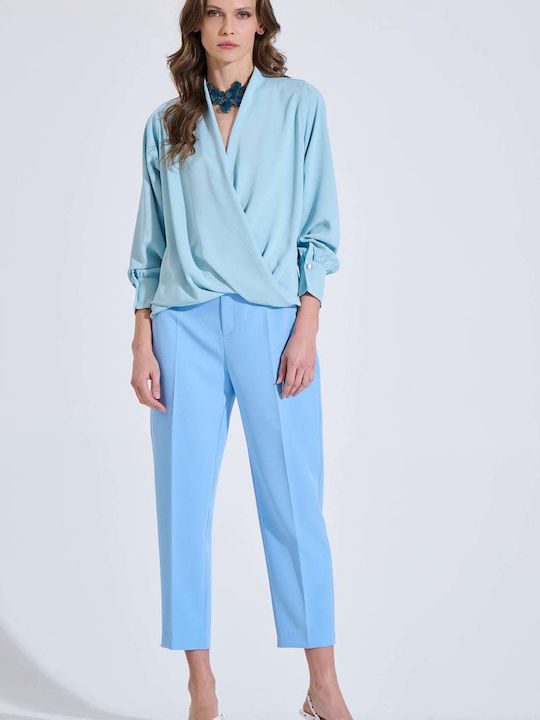 Women's Blouse Long Sleeve Light Blue 10-031083-0 Light Blue Siel S