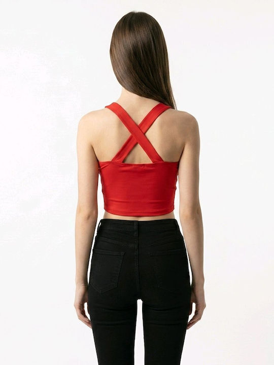 Women's Sleeveless Crop Top Red