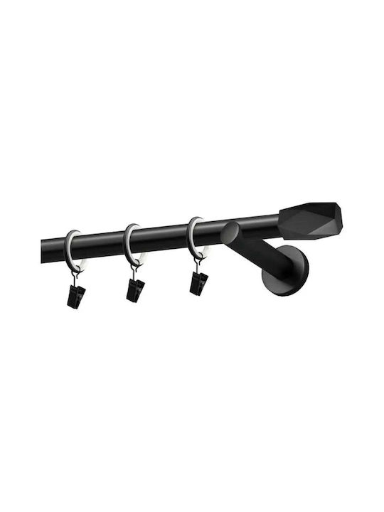 Gardinia Metallisches Vorhangstange Einzel 160cm Schwarz