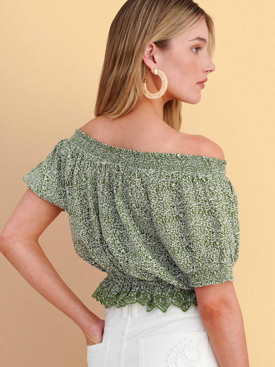 Women's Blouse Off-Shoulder Green